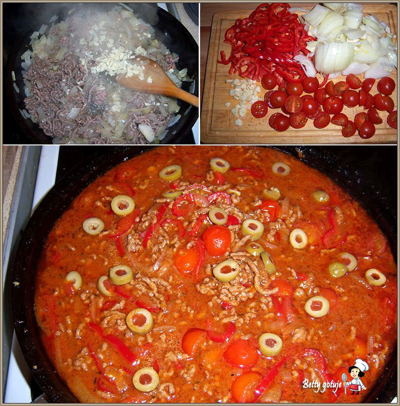 spaghetti w sosie pomidorowym